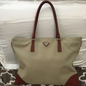 🦋 Prada Canvas & Leather Tote